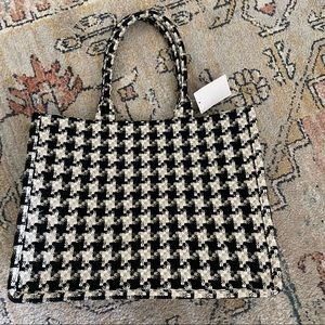 H&M Jacquard Weave Houndstooth Tote Bag
